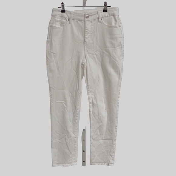 CHICO’S SO SLIMMING GIRLFRIEND SLIM LEG CROP WHITE STRETCHY JEANS WITH POCKETS - Picture 3 of 16